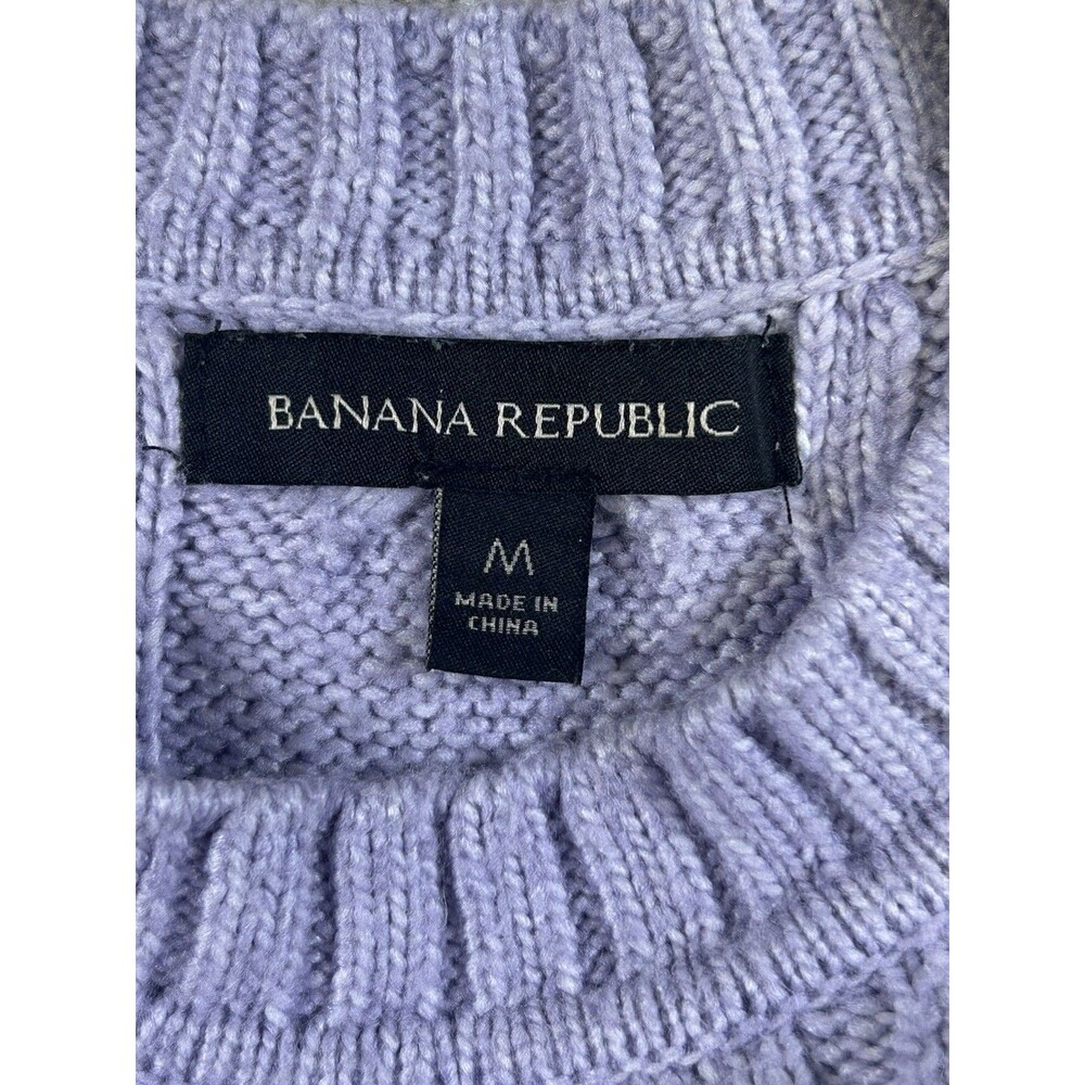 Banana Republic Sweater Womens Medium Purple Lavender Cable Knit Crew Neck - Picture 6 of 8
